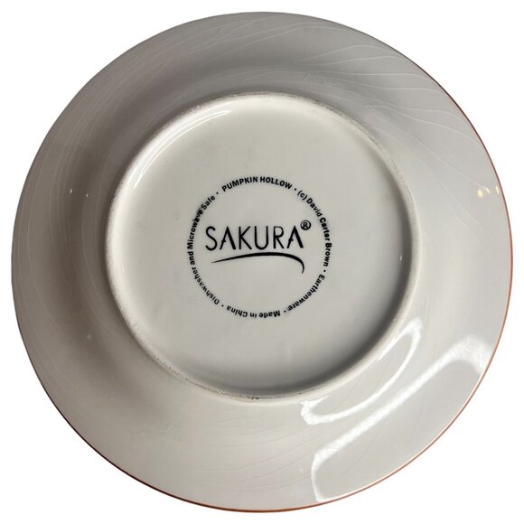 Sakura Pumpkin Hollow Salad Plate With Owls Bats Halloween David Carter Brown - Picture 3 of 4